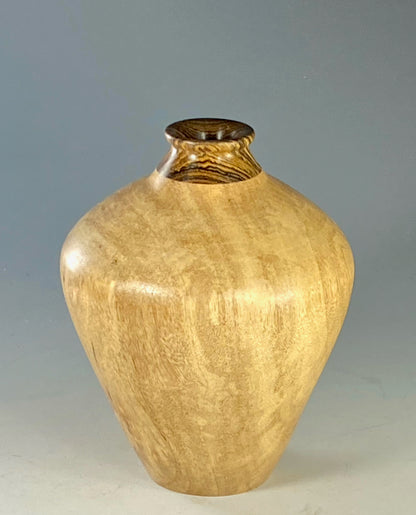 TWIG VASE TUNRED FROM MAPPA, WITH COLLAR OF MEXICAN ROSEWOOD (BOCOTE)