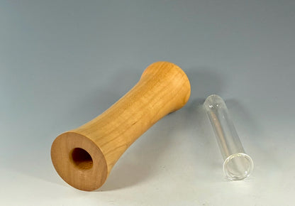 BUD VASE TURNED FROM CHERRY, WITH WATER-HOLDING GLASS TUBE INSERT