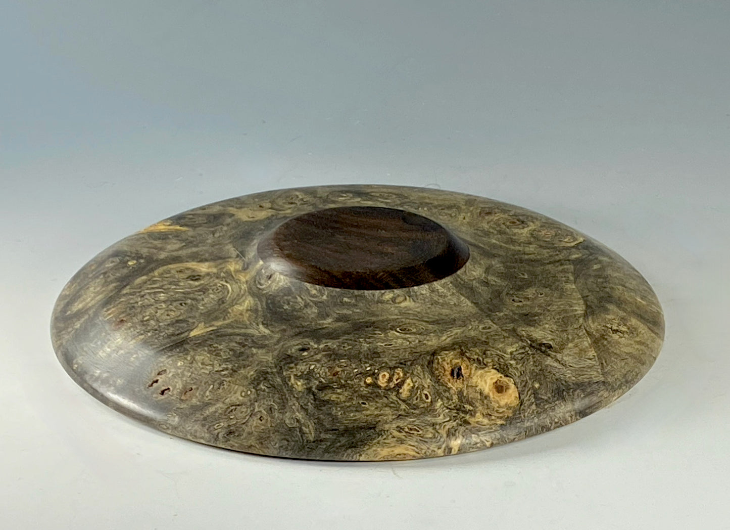 ICKIBANA TURNED FROM BUCKEYE BURL, WITH WATER-HOLDING PIN BARREL AND ZIRICOTE FOOT