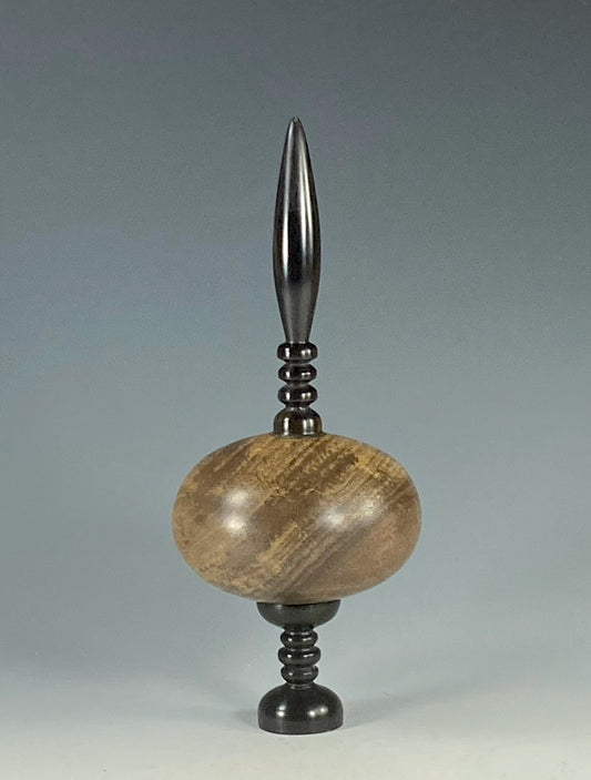 SUSPENDED HOLLOW FORM TURNED FROM CLARO WALNUT AND AFRICAN BLACKWOOD