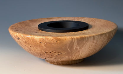 ICKEBANA TURNED FROM MAPLE BURL, WITH WATER-HOLDING PIN BARREL