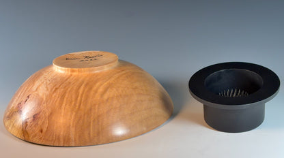 ICKEBANA TURNED FROM MAPLE BURL, WITH WATER-HOLDING PIN BARREL