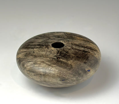 HOLLOW FORM TURNED FROM BUCKEYE BURL, WITH LAPIS LAZULI INLAY [2]