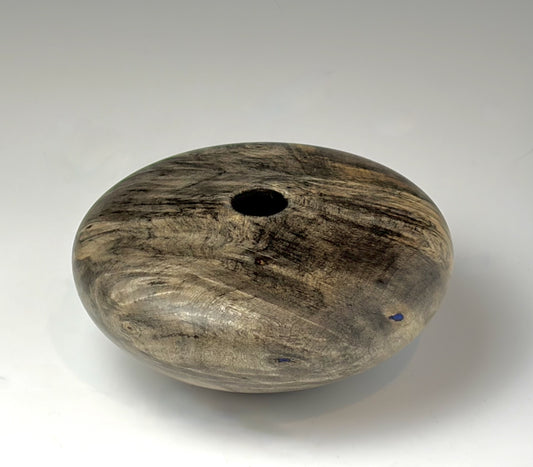 HOLLOW FORM TURNED FROM BUCKEYE BURL, WITH LAPIS LAZULI INLAY [2]