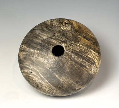 HOLLOW FORM TURNED FROM BUCKEYE BURL, WITH LAPIS LAZULI INLAY [2]