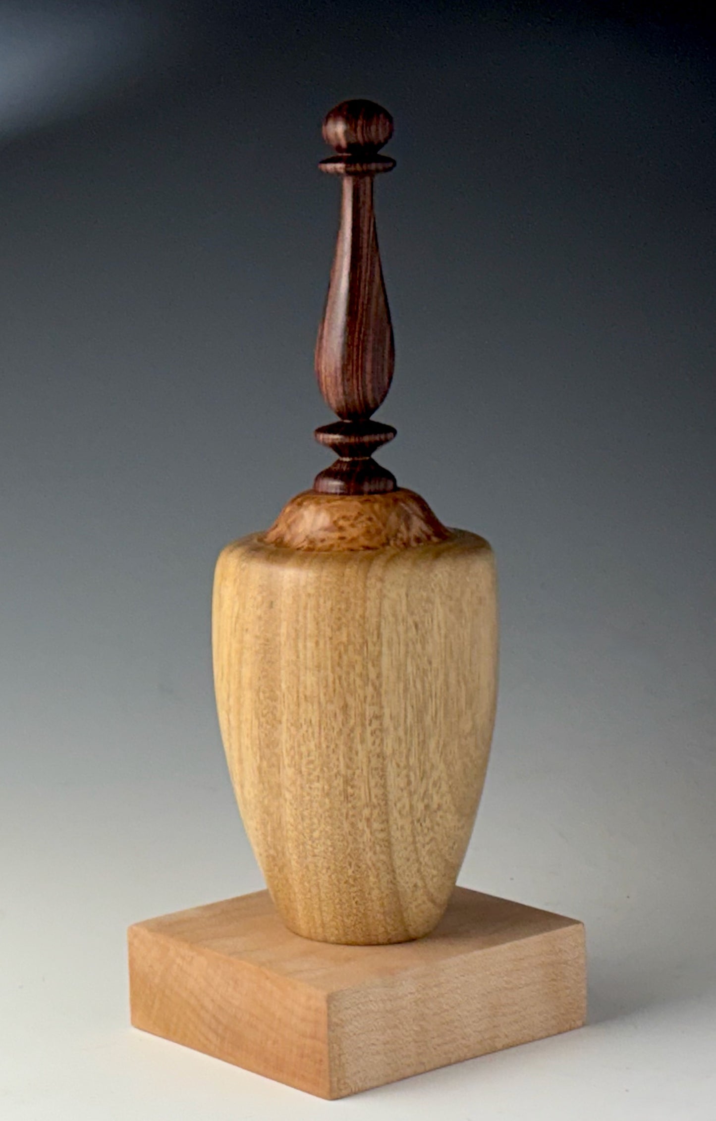 VESSEL TURNED FROM CANARYWOOD, MAIDOU BURL, AND KINGWOOD ROSEWOOD