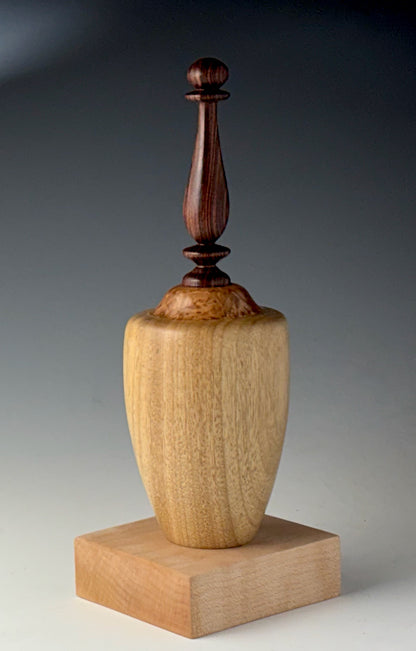 VESSEL TURNED FROM CANARYWOOD, MAIDOU BURL, AND KINGWOOD ROSEWOOD