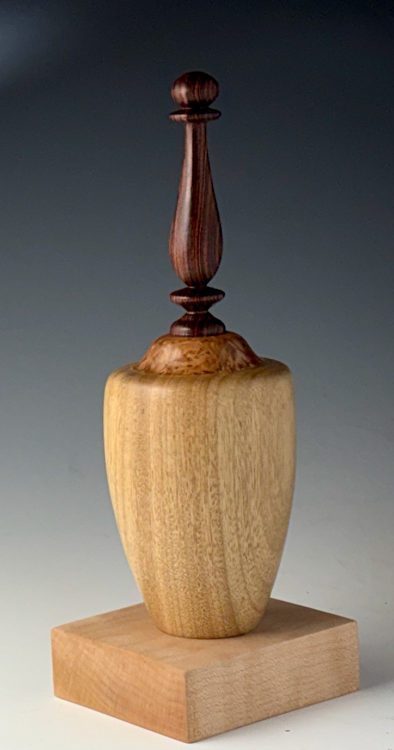 VESSEL TURNED FROM CANARYWOOD, MAIDOU BURL, AND KINGWOOD ROSEWOOD