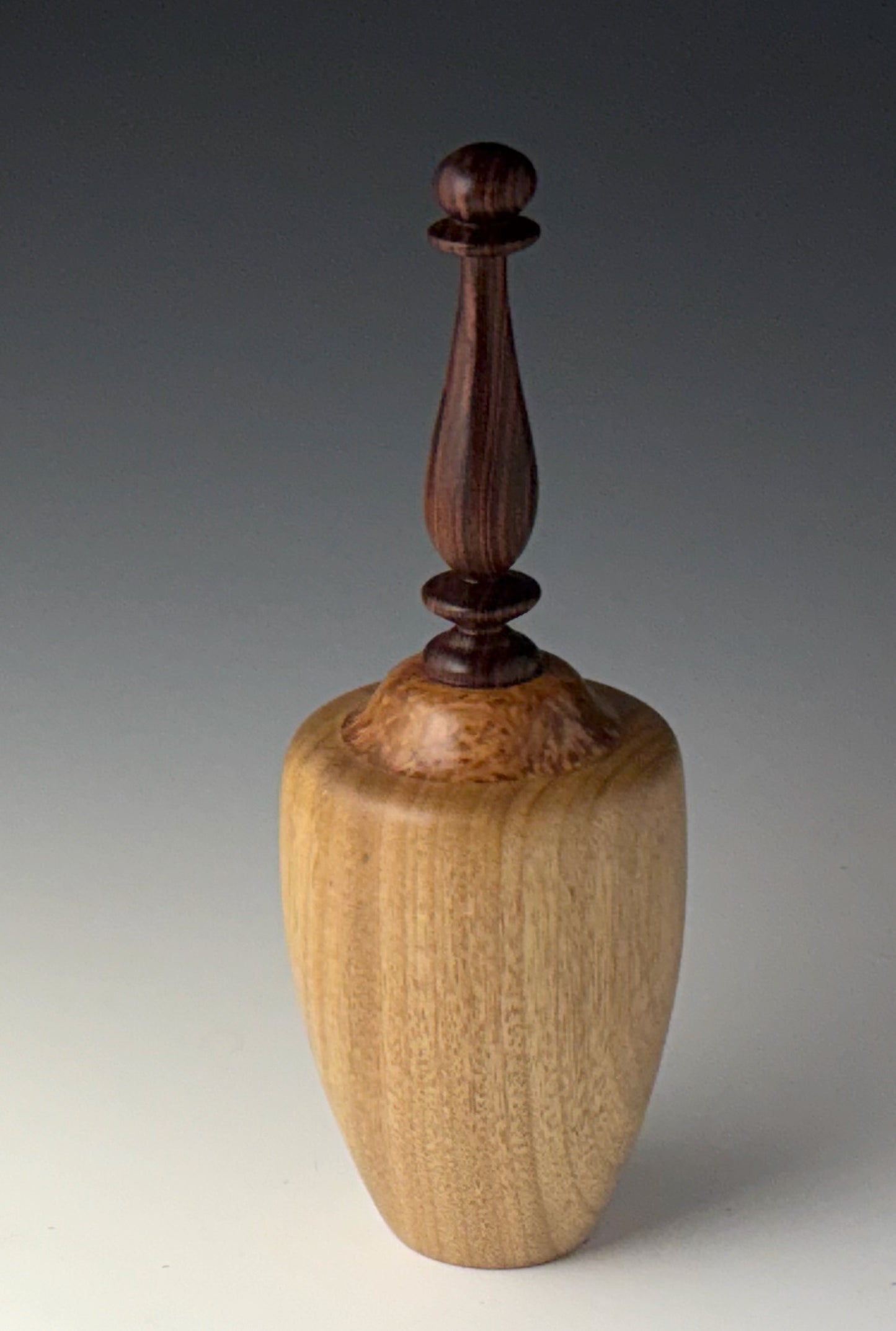 VESSEL TURNED FROM CANARYWOOD, MAIDOU BURL, AND KINGWOOD ROSEWOOD