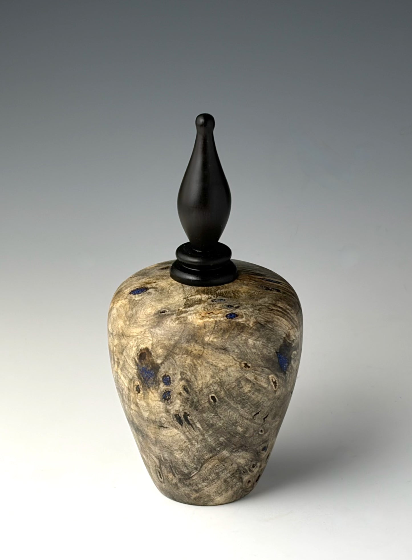 SMALL VESSEL OF BUCKEYE BURL AND AFRICAN BLACKWOOD