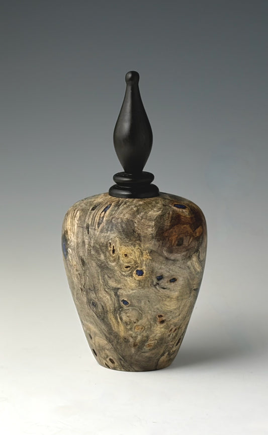 SMALL VESSEL OF BUCKEYE BURL AND AFRICAN BLACKWOOD