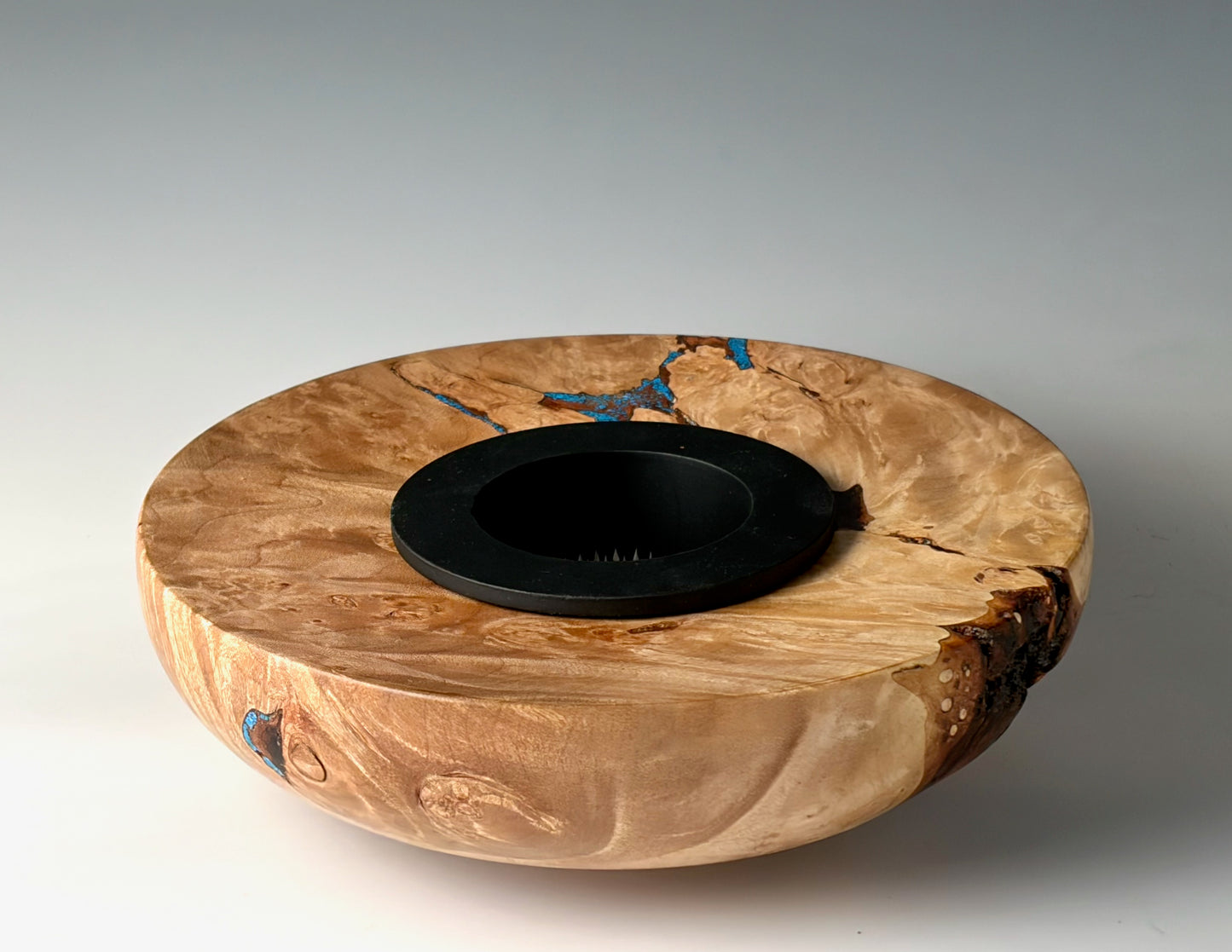 ICKEBANA TURNED FROM MAPLE BURL, with water-holding pin barrel [3]