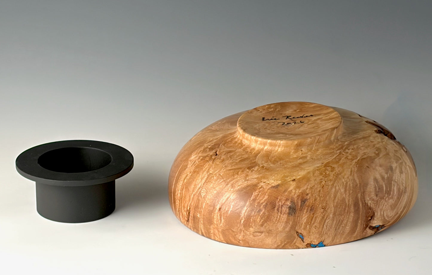 ICKEBANA TURNED FROM MAPLE BURL, with water-holding pin barrel [3]