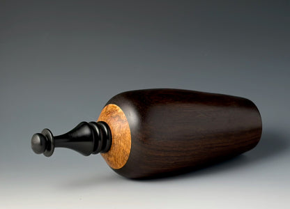 VESSEL TURNED FROM WENGE, MAIDOU BURL, AFRICAN BLACKWOOD
