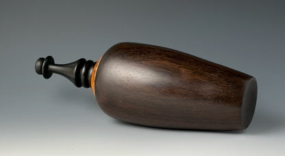 VESSEL TURNED FROM WENGE, MAIDOU BURL, AFRICAN BLACKWOOD