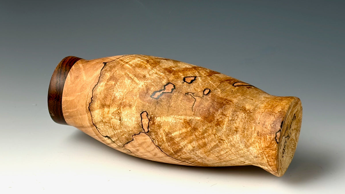BUD VASE TURNED FROM SPALTED MAPLE, WITH COCOBOLO COLLAR