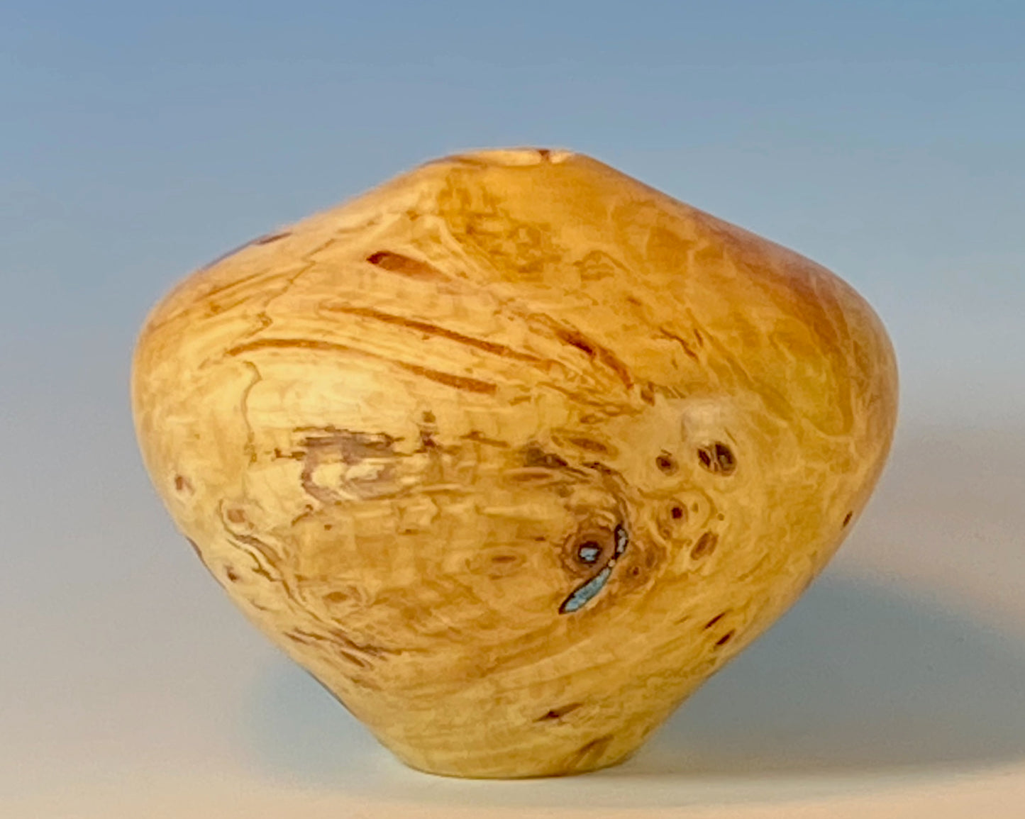 HOLLOW FORM TURNED FROM BUCKEYE BURL, 4" dia x 3.5" high