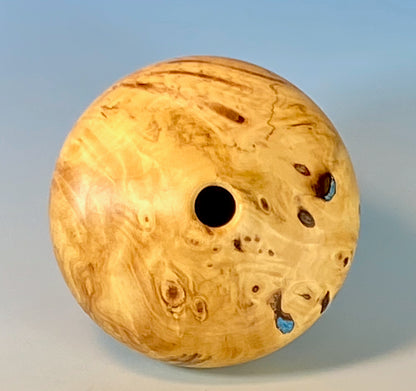 HOLLOW FORM TURNED FROM BUCKEYE BURL, 4" dia x 3.5" high