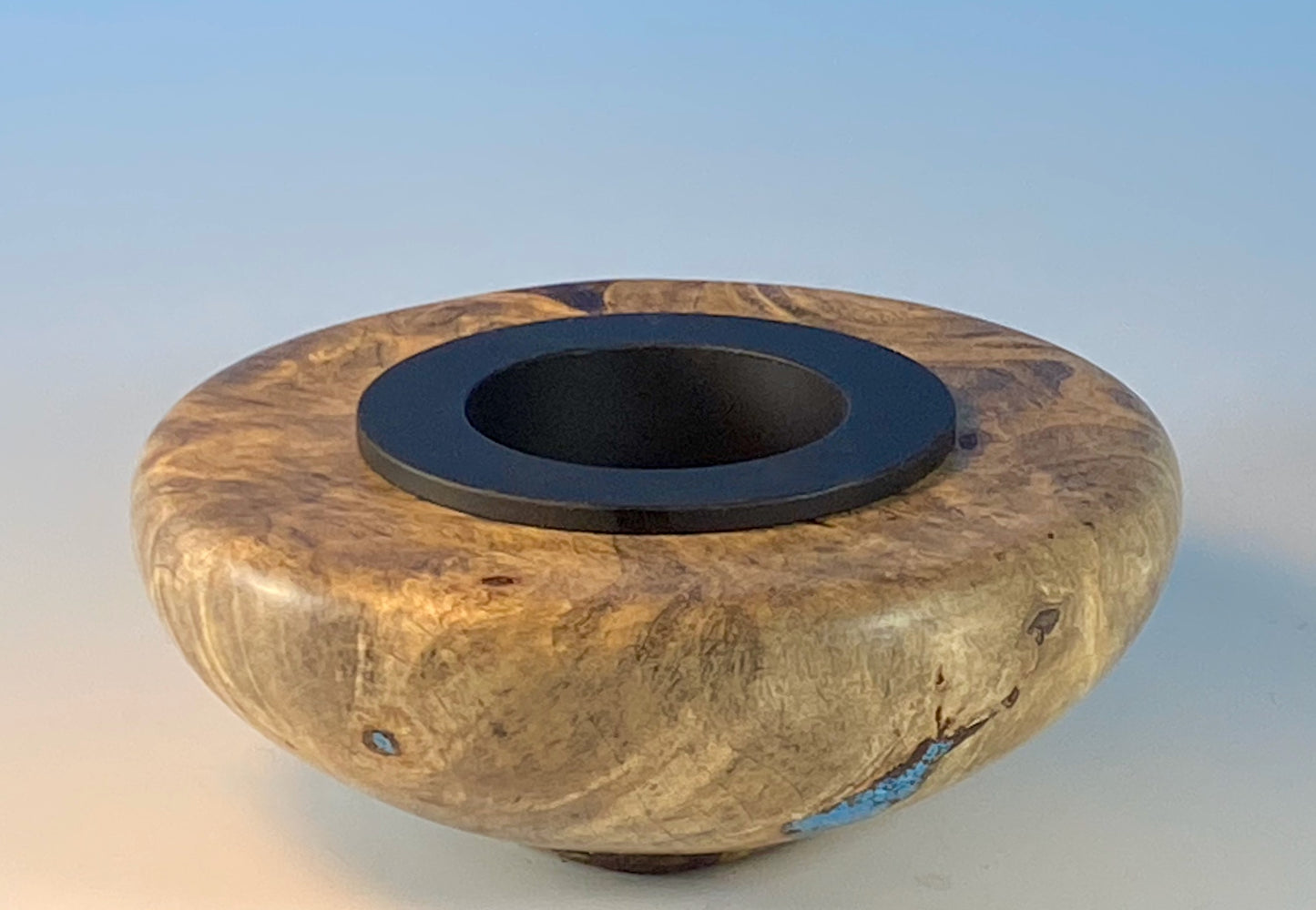 ICKEBANA TURNED FROM BUCKEYE BURL, WITH WATER-HOLDING PIN BARREL