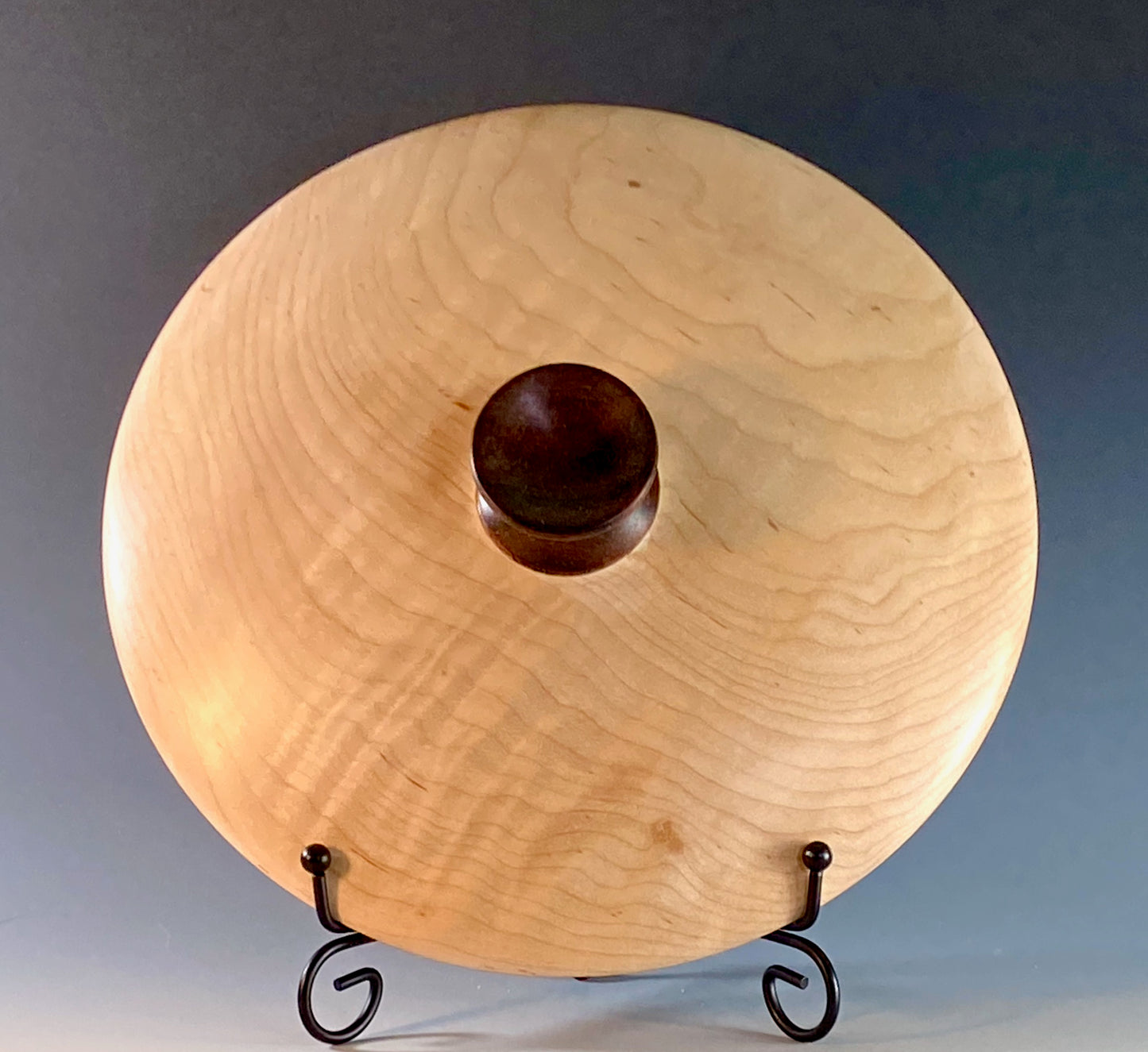 FIGURED SIVLER MAPLE DISPLAY TURNING WITH COCOBOLO ROSEWOOD FOOT